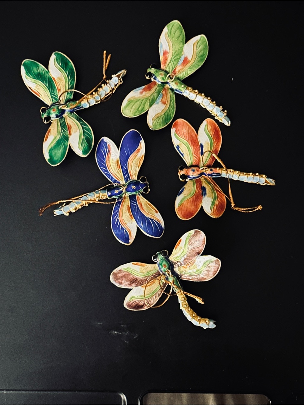 Enamel Dragonfly Ornament Set - Multicolor Home Accents